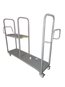lot 564 image: Gray Steel 2-Tier Platform Cart with Handles and 4 Swivel Casters