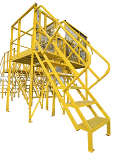lot 573 image: Tri-Arc U-Design Configurable Steel Stair Platform w Handrails & Mesh Panels