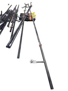 lot 520 image: Lot of Black Steel Sprinkler Pipe Assemblies w Heads, Guards & Ball Valves