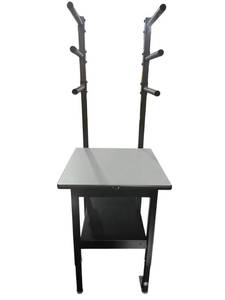 lot 534 image: Black Steel Workbench w Gray Laminate Top, Lower Shelf & Rear Tube Rack