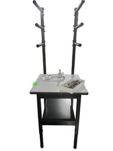 lot 536 image: Black Steel Workstation Table w Gray Laminate Top & Lower Shelf