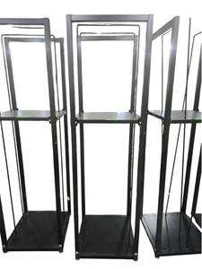 lot 540 image: Black Painted Steel Two-Level Rack Unit with Leveling Feet and Rods