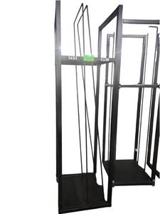lot 542 image: Black Steel Frame Rack Unit with Solid Base Panel and Leveling Feet