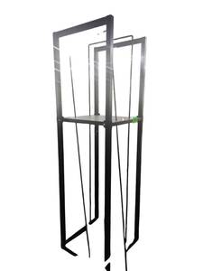 lot 546 image: Black Steel Tall Frame Stand with Upper Shelf and Lower Base Platform