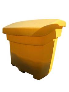 lot 659 image: Yellow Polyethylene Hinged-Lid Storage Bin with Fork Pockets