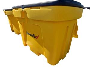 lot 650 image: SnowEx Yellow Polyethylene Storage Bin w Black Hinged Lid