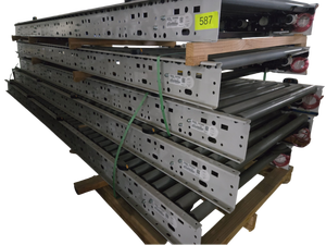 lot 587 image: Dematic Roller Conveyor Sections w Gray Rollers 158798-10200055 Lot of 5