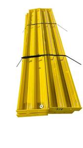 lot 719 image: Heartland Engineered Products Yellow Steel Beams Lot of 4, Approx 104 in Length