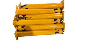 lot 725 image: Lot of Yellow Bollard Guard Posts with Black Stripes and Square Base Plates