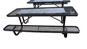 lot 758 image: Outdoor Picnic Table with Attached Benches and Mesh Top 8ft