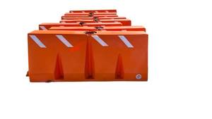 lot 760 image: Lot of 8 Orange Plastic Traffic Barrier Barricades with Reflective Stripes