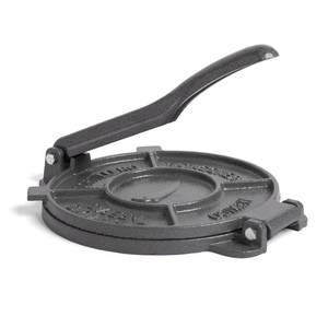 lot 2431 image: DAMAGE SEE PHOTOS Alpha Living Tortilla Press �� 8 Inch Cast Iron Quesadilla Maker �� Heavy Duty Empanada Maker Press �� Cast Iron Tortilla Maker for Kitchen, Home Use - Retail $0