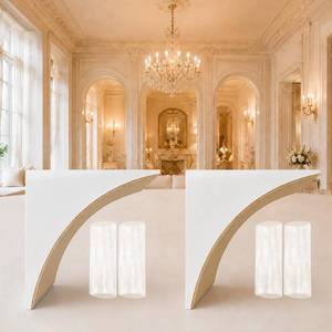 lot 2452 image: 2Pcs Wood Doorway Arch Kit DIY Precurved Molding Universal Half Circle Arch - Retail $49