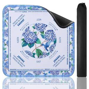 lot 2459 image: TIASUSAN American White Mahjong Learning Mat (33 x 33) with Black Carrying Bag, Anti-Slip, Noise-Reducing Mahjong Mat for Table - Retail $22