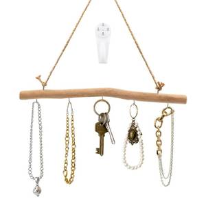 lot 2464 image: 15 Inch Driftwood Wall Hanging Jewelry Hanger, Wood Logs Hanging Branch - Retail $7