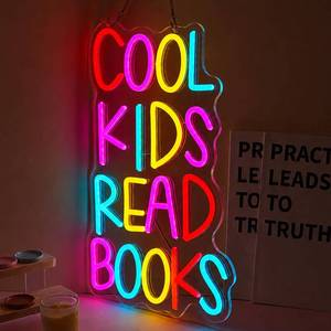 lot 2465 image: Cool Kids Read Books Neon Sign for Wall Decor Letter Reading Books Neon Light USB Dimmable Classroom LED Light Up Sign for Reading Corner Library Classroom Bedroom Decor - Retail $29