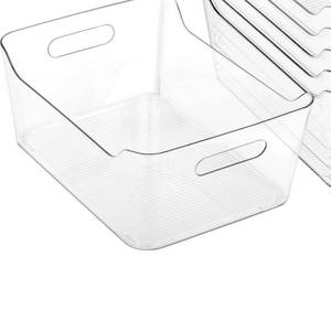 lot 2480 image: Tiawudi 2 Pack Plastic Storage Bins, Extra Large Pantry Organizer, 13.5 x 10 Clear Storage Containers and Organizer Bins, Multi-Use Bins for Home, Kitchen, Closet and Cabinet - Retail $20