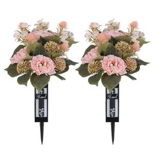lot 2485 image: Memobloom Artificial Flowers for Cemetery Decorations with Vases, 2 Pcs - Retail $21