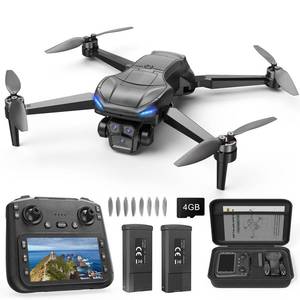 lot 2495 image: GPS Drone with 4K Camera for Adults, RC Foldable Quadcopter with 4.5 HD Screen Controller, Brushless Motor, GPS Auto Return, 60 Min Flight, 4GB SD Card, Beginner Gift, Under 249g - Retail $0