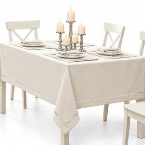 lot 2503 image: Newbridge Holiday Provence Lattice Ivory 52 x 70 Rectangle Tablecloth - Retail $20
