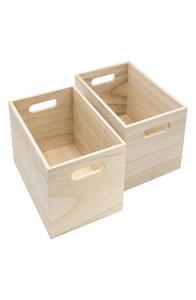 lot 2513 image: Sorbus Unfinished wood crates  Organizer bins  Wooden box  Cabinet containers - Retail $44
