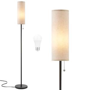 lot 2525 image: MAY OR ISS MISSING PIECES Ambimall 64 Floor Lamp with 9W LED Bulb & Beige Lampshade - Retail $34