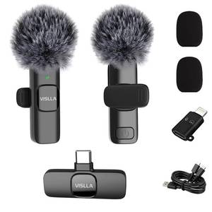 lot 2543 image: Vislla Mini Microphone for iPhone & Android,11H Battery, Noise Cancelling Wireless Lavalier Mic, Clip On Lapel Mic Pro for Content Creator VloggingYouTubeTiktokVideo RecordingStreamingInterview - Retail $18