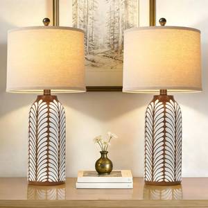 lot 2546 image: WIHTU 26.5 Bedside Lamp Set of 2, Handcrafted Table Lamp for Livingroom - Retail $70