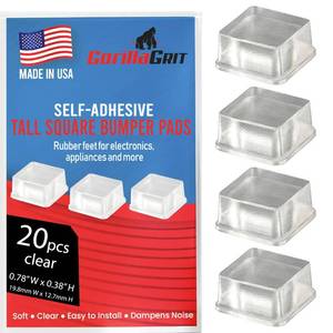 lot 2561 image: Clear Tall Square Adhesive Rubber Bumper Pads - Rubber Feet for Speakers, Electronics, Furniture, Appliances, Audio Equipment - 20 Pieces - Retail $1,603