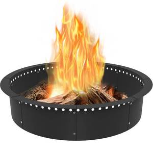lot 2574 image: Koutemie Outdoor Smokeless Fire Pit Ring Liner 40-Inch Outer36-Inch Inner Diameter, Heavy Duty Solid Metal Steel Round Firepit Rim Insert for Outside DIY Campfire Ring Above or In-Ground, Black - Retail $72