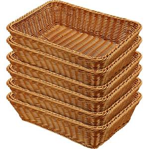 lot 2577 image: Eccliy 6 Pack Wicker Bread Baskets Woven Serving Basket, 15.8 Inch - Retail $61