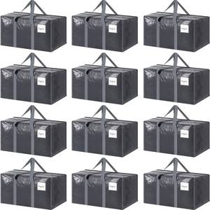 lot 2584 image: 12 Pack Extra Heavy Duty Large Moving Bags with Strong Zipper, Gray - Retail $50