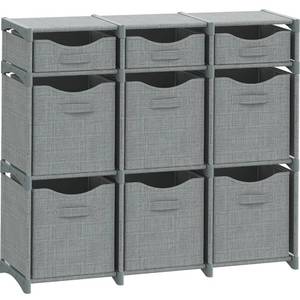 lot 2608 image: Cube Storage Organizer with Storage Bins Included - The Perfect Closet Organizers and Storage Solution. Includes 9 Storage Cubes, Great For Toy Storage, Closet Storage, Clothes Storage (Grey) - Retail $56