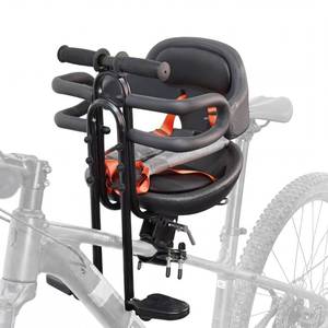 lot 2612 image: Unmanifested for Pieces Saurka Kids Bike Seat with Guardrail and Thick Soft Padding, Front Mounted Child Bicycle Seat with Foldable Footrests for 0-3 Years Toddlers Bike Seat for MTB - Retail $65