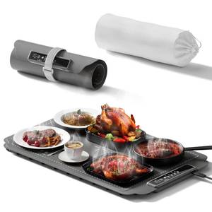lot 2615 image: Warming Mat for Food, Electric Warming Tray, Fast Full Surface Graphene Electric Warming Tray, Extra Large Roll Up Silicone Food Warming Mat, Perfect for Gatherings, Parties &Everyday Use (Gray) - Retail $258
