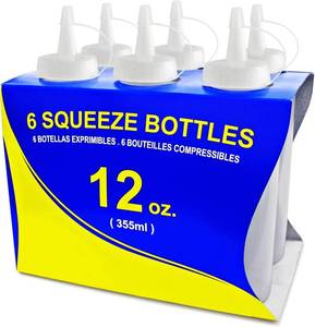 lot 2616 image: MISSING TWO LIDS New Star Plastic Squeeze Bottle, 12-Ounce, Set of 6, Clear - Retail $17