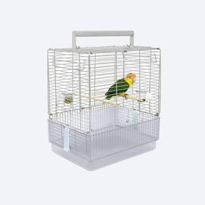 lot 2618 image: Stainless Steel Travel Bird Cage, 304 Portable Foldable Carrier for Parrots, Conures, Cockatiels, Parakeets �� 17 Inch Large Birdcage with Aluminum Handle & Perch(Blue, Large Birdcage) - Retail $90