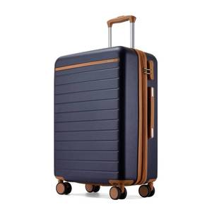 lot 2621 image: Kono Checked Suitcase 24in Expandable ABSPC Side Handles luggage Navy - Retail $85