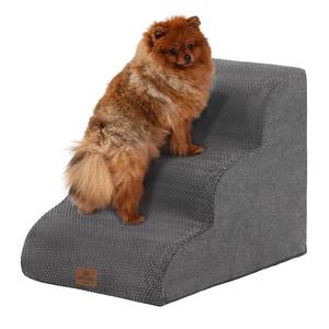 lot 2626 image: Joydeco Dog Stairs for Bed 17.1 H, 3-Step Pet Steps for Small Dogs and Cats, Dog Steps for High Bed, Non-Slip Balanced Ramp Indoor Pet Stairs, Gray - Retail $30