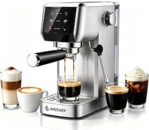 lot 2640 image: AMZCHEF Espresso Machine, 20-Bar Pump for Lattes & Cappuccinos at Home - Retail $100