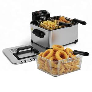 lot 2644 image: Alpha Living Electric Deep Fryer �� 4.5L Deep Fryer with Basket with 2-Quart and 4-Quart Baskets �� High-Grade Stainless Steel �� Temperature Control and Timer �� Ideal for Fried Chicken, Fries - Retail $60