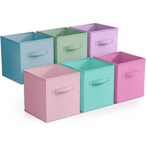 lot 2645 image: SOLD AS IS APPEARS PRE OWNED Sorbus Cube Storage Bin, Fabric, 6 Pack (11 Inch, Pastel Multi-Color 2) - Retail $29