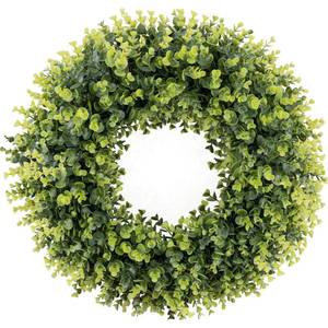 lot 2646 image: HUZIYAHAN 20In Large Boxwoods Door Wreaths for Front Door Spring Summer Outside All Season Green Year Round Artificial Greenery Wreath for Wall Window Rustic Farmhouse Home Outdoor Indoor Decorations - Retail $439