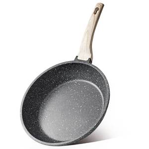 lot 2651 image: CAROTE 12 Inch Classic Granite Non Stick Black Frying Pan, PFOA-Free - Retail $36
