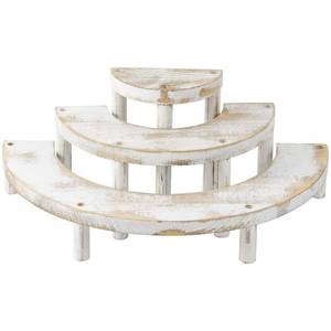 lot 2653 image: MyGift 3 Tier Wooden Display Riser Stand Whitewashed Dessert Shelf - Retail $35