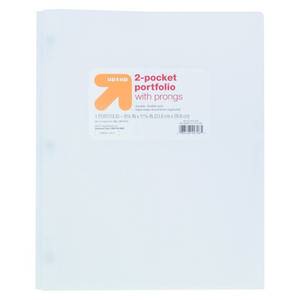 lot 1089 image: 2 Pocket Plastic Folder with Prongs White - up&up Set of 6 - Retail $12