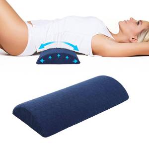 lot 1004 image: Cozyhealth - 2.95 H18.7 L - Soft Small Lumbar Pillow for Sleeping, Memory Foam Back Lumbar Support Cushion for Lower Back Pain Relief Bed Waist Sleep Support Pillow for Side, Back(Dark Blue, Small) - Retail $18