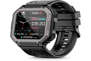lot 1010 image: ZYCZWL Military Smart Watches for Men with Bluetooth Call(AnswerDial Calls) Tactical Outdoor Sports Smartwatch Android and iPhone 5ATM Waterproof Watch 1.8 Big Screen Fitness Tracker Black - Retail $100