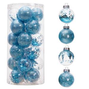 lot 1043 image: 24ct 70mm2.76 Clear Christmas Ball Ornaments, Shatterproof Plastic Christmas Tree Ornaments Baubles with Stuffed Decorations, Hanging Balls for Xmas and New Year Holiday Home Party Decor, Baby Blue - Retail $24