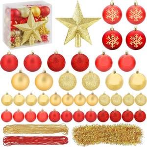 lot 1048 image: DomeStar Christmas Balls Set, 44PCS Christmas Balls Assorted Pendant Shatterproof Balls Ornament for Xmas Tree Decoration - Retail $23